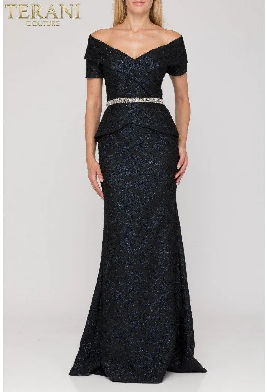 Women's U-Shaped Collar DressesTerani Couture 1921M0727 Navy 6 Sale