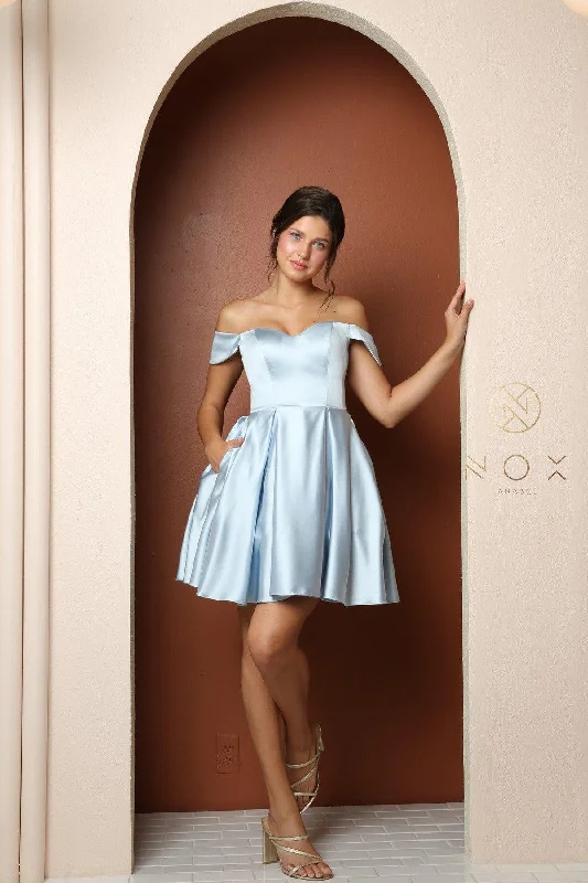 Women's Collarless DressesNox Anabel R773 NXR773 LIGHT BLUE 10 Sale