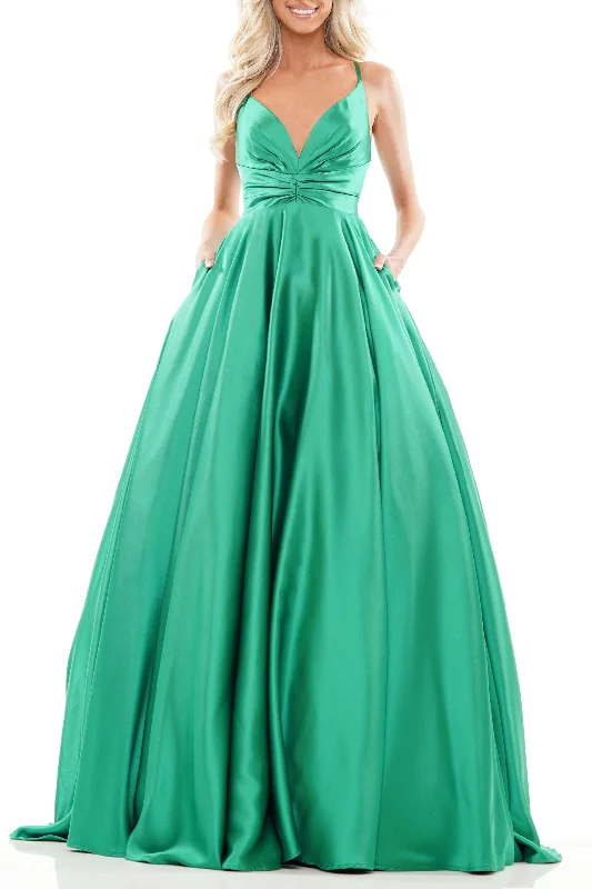 Women's Cut-Out DressesColors G1089 Prom Long Formal Satin Dress