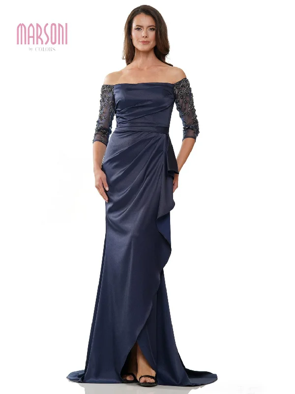 Women's Keyhole Collar DressesMarsoni MV1254 Long Off Shoulder Formal Dress