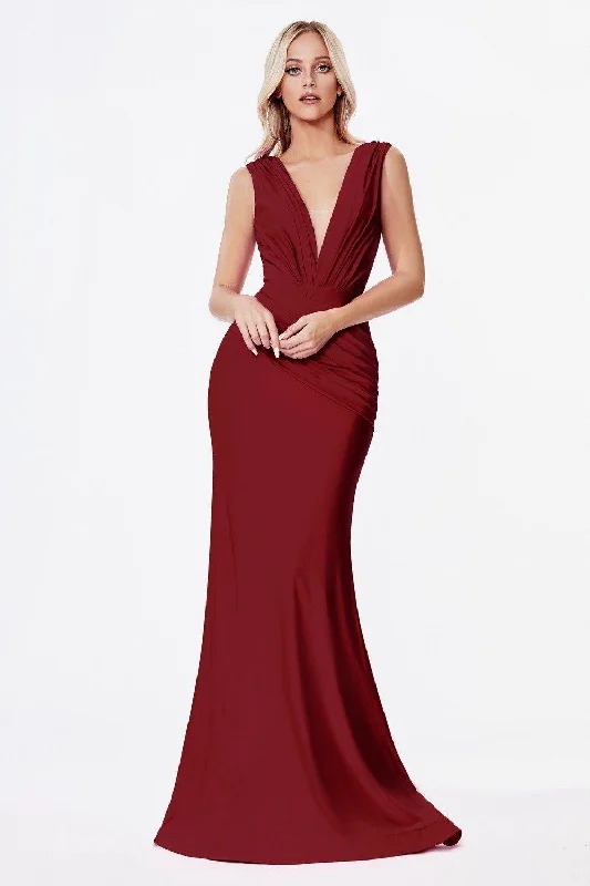 Women's U-Back DressesCinderella Divine CD912 Burgundy 8 Sale
