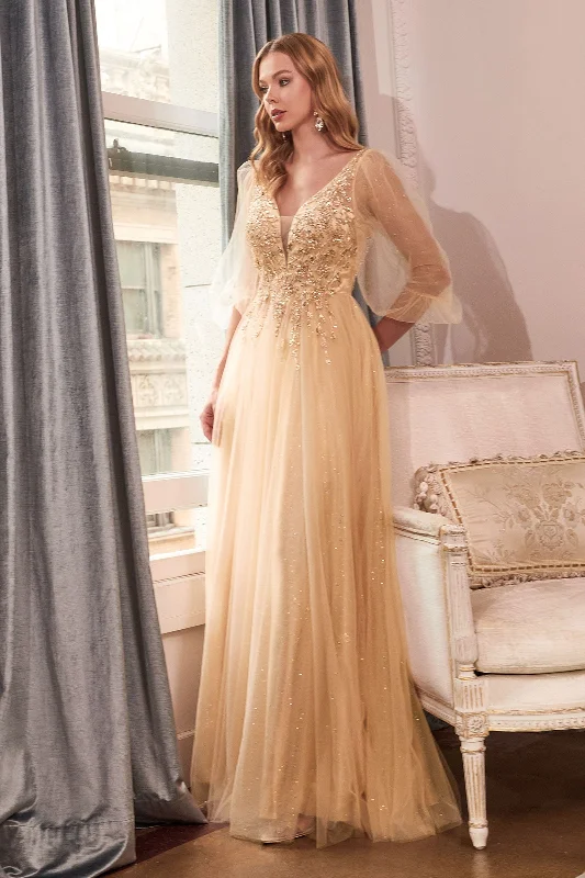 Women's Low Collar DressesCinderella Divine CD0182 Champagne L Sale