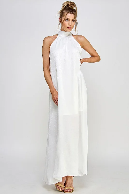 Women's Shawl Collar DressesLong Halter Neck Dress