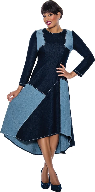 Women's Ruffled DressesDivine Apparel DS63961 Long Sleeve High Low Dress