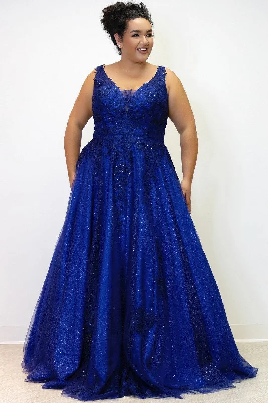 Women's U-Shaped Collar DressesMidnight 28 Sydneys Closet SC7358 Plus Size Long Glitter Prom Dress Sale