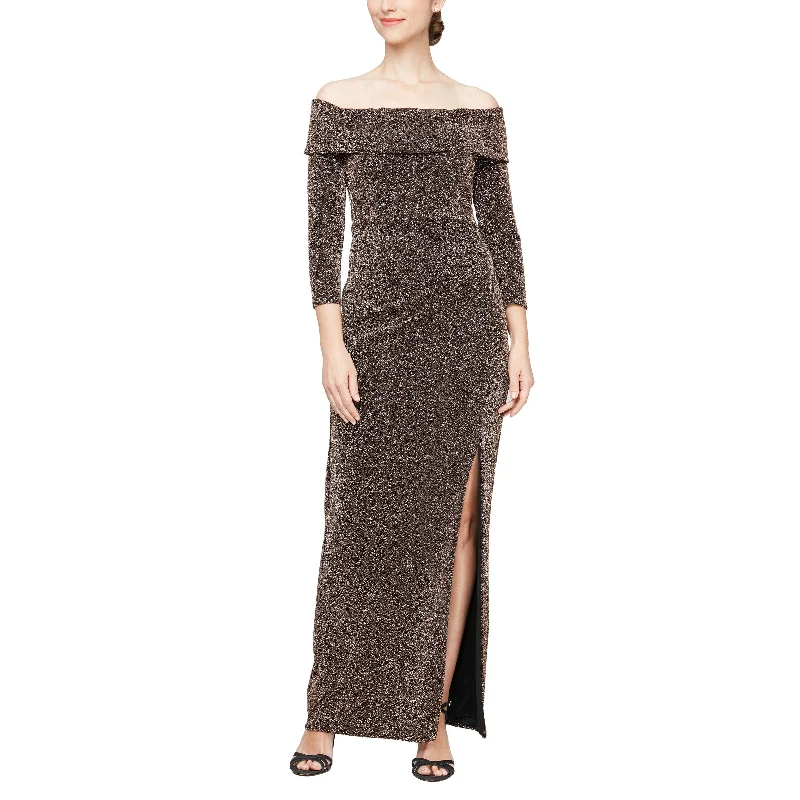 Women's V-Back DressesAlex Evenings 8127757 Long Off Shoulder Formal Dress