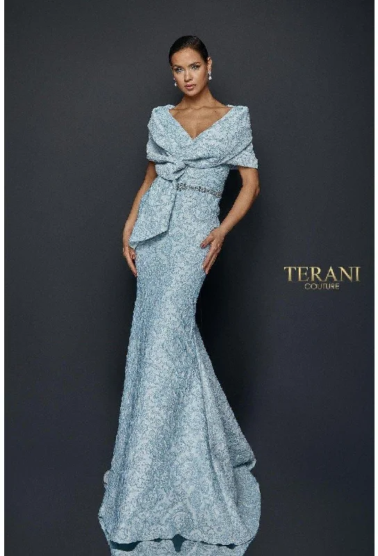 Women's Bell-Sleeve DressesTerani Couture 1921M0726 Powder Blue 12 Sale