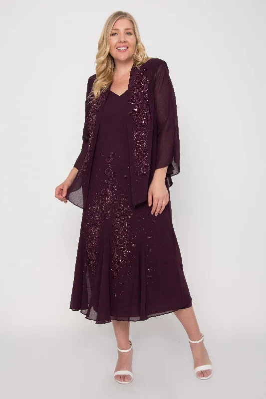 Women's Square Collar DressesR&M Richards 358260 Plum 28W Sale
