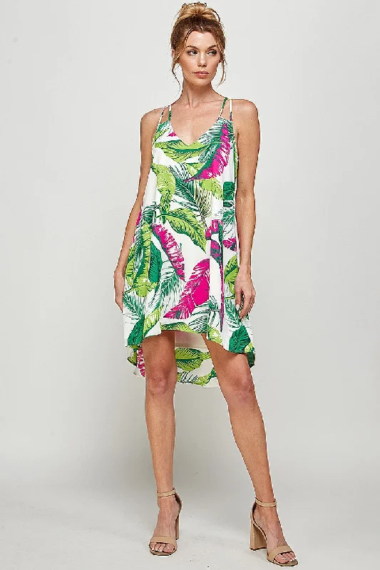 Women's Asymmetrical DressesHigh Low Tropical Print Dress