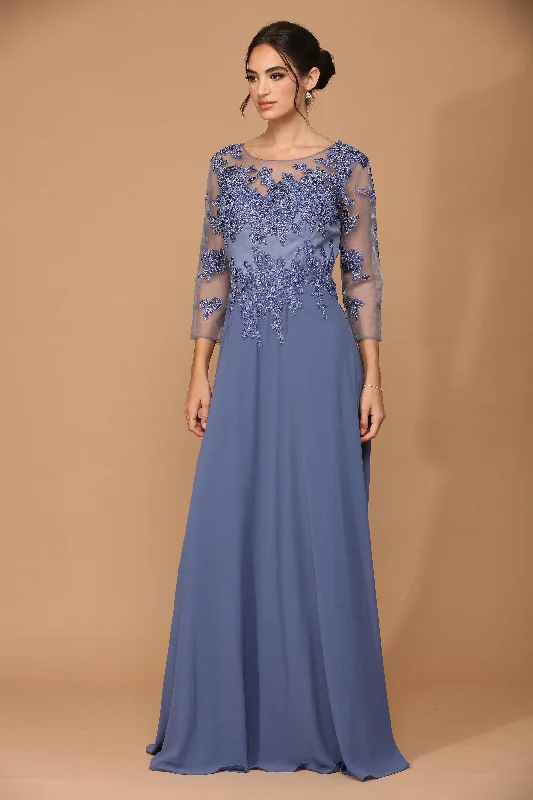 Women's Ruffled DressesEva Fashion EV5164 Slate Blue XL Sale
