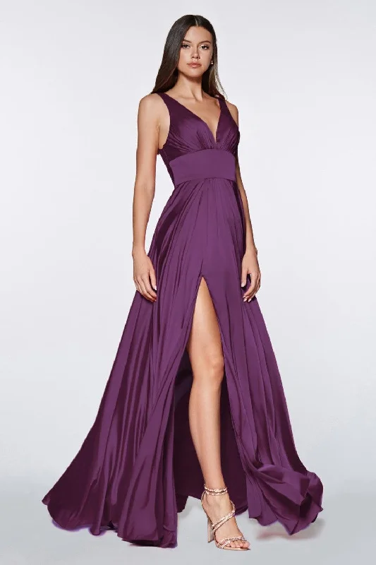 Women's Shawl Collar DressesCinderella Divine CD7469 Eggplant 2 Sale