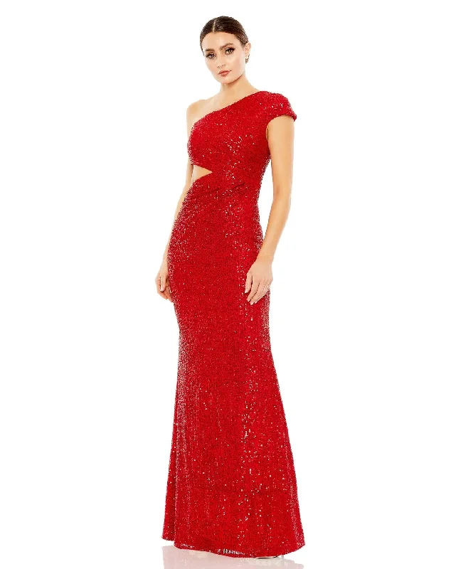 Women's Square-Neck DressesMac Duggal 42022 Long One Shoulder Prom Formal Dress