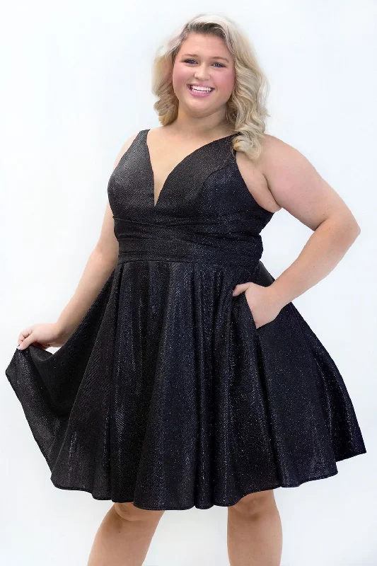 Women's Square-Back DressesSydneys Closet SC8132 Plus Size Short Sleeveless Homecoming Dress Women's Square-Back DressesSydneys Closet SC8132 Plus Size Short Sleeveless Homecoming Dress