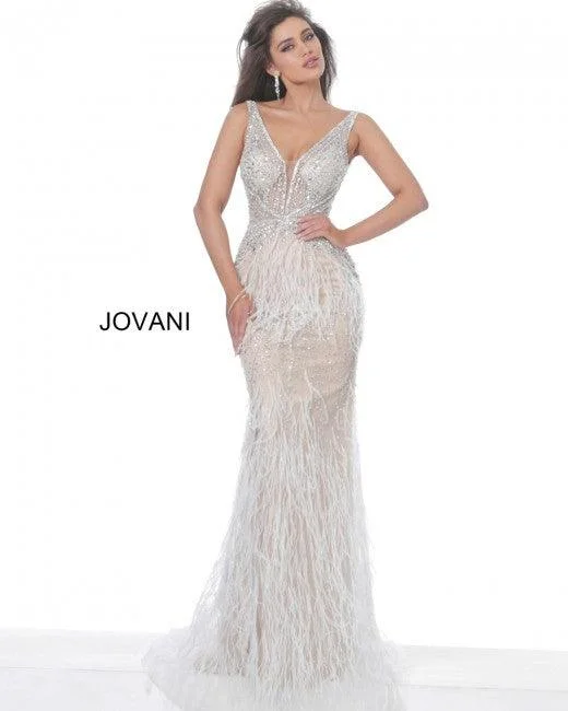 Women's Mini DressesBlush 2 Jovani 03023 Prom Long Sleeveless Feather Dress Sale