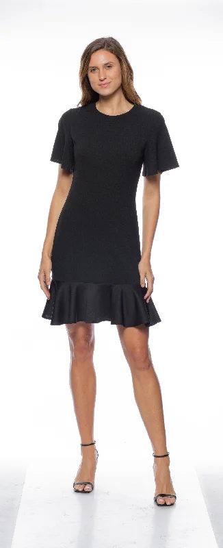 Women's Ruffled DressesMarina Short Flutter Sleeve Ruffled Hem Sheath Dress