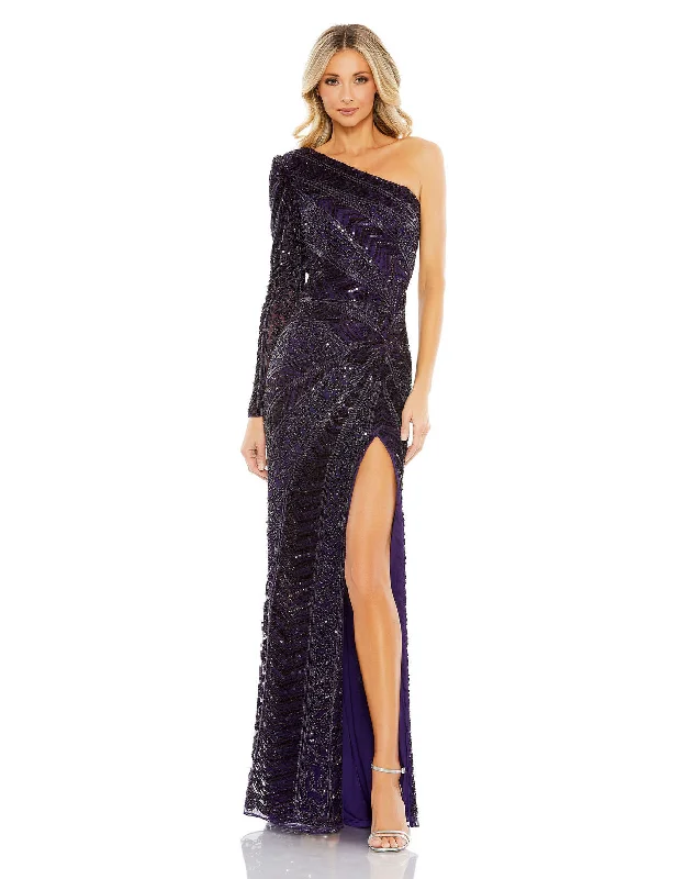 Women's Tiered DressesMac Duggal 5649 Formal Prom Long Beaded Sequin Dress
