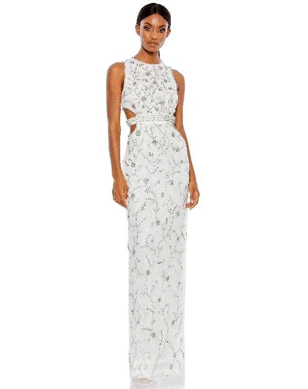 Women's Lapel Collar DressesWhite 6 Mac Duggal 10873 Long Formal Beaded Prom Dress Sale Women's Lapel Collar DressesWhite 6 Mac Duggal 10873 Long Formal Beaded Prom Dress Sale