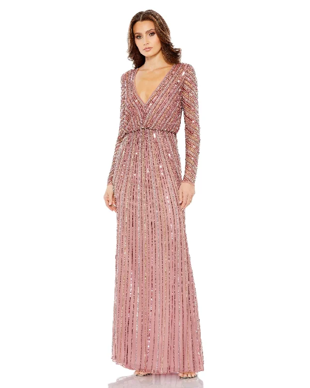 Women's Mandarin Collar DressesMac Duggal A93647 Long Sleeve Formal Evening Dress