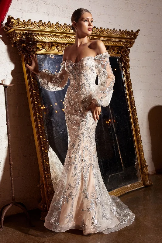 Women's Rounded-Neck DressesCinderella Divine J816 Silver Nude 14 Sale