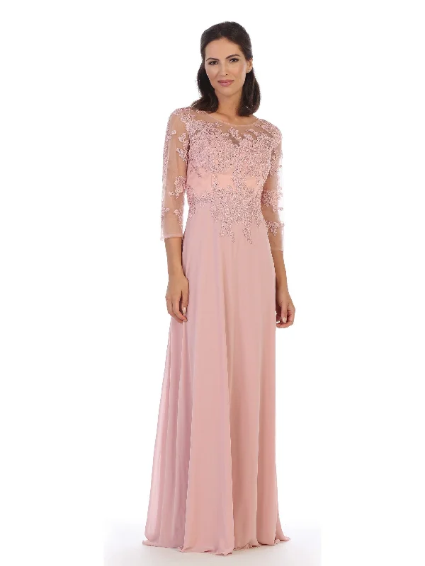 Women's V-Shaped Collar DressesEva Fashion EV5164 Dusty Rose XL Sale