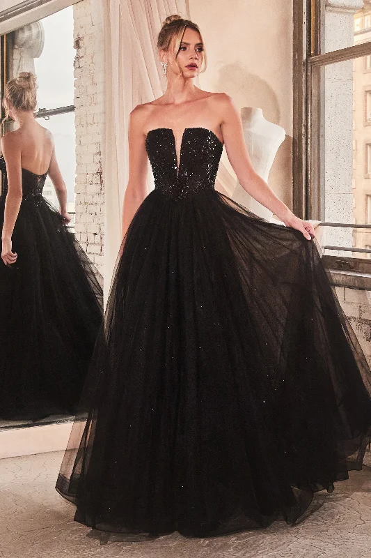 Women's Keyhole-Neck DressesCinderella Divine CD0217 Black 10 Sale