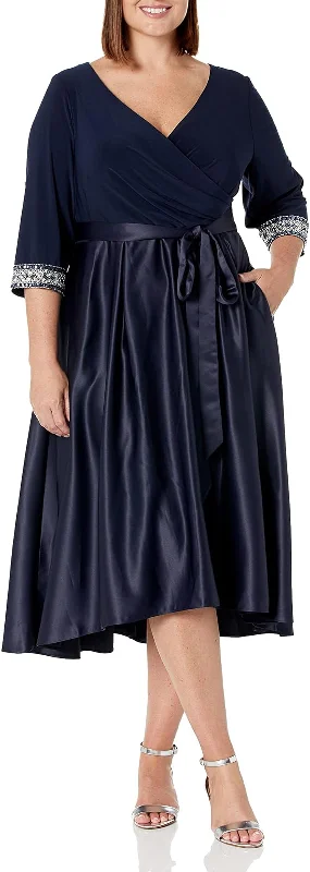 Women's Wide Collar DressesAlex Evenings 84351597 Plus Size Short Formal Dress