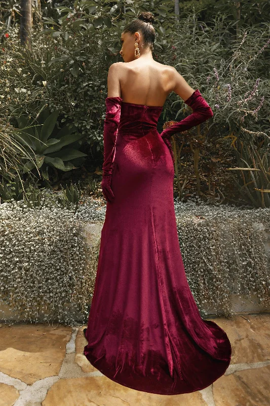 Women's Fit and Flare DressesBurgundy XL Cinderella Divine CH176 Velvet Long Formal Dress Sale Women's Fit and Flare DressesBurgundy XL Cinderella Divine CH176 Velvet Long Formal Dress Sale