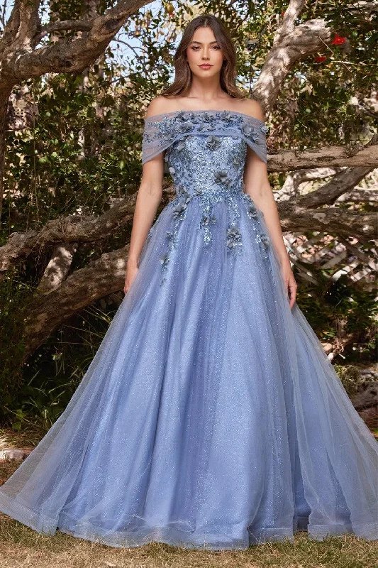 Women's Narrow-Neck DressesCinderella Divine CD955 Smoky Blue 20  Sale