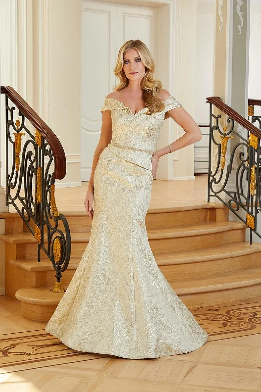 Women's V-Shaped Collar DressesMGNY Madeline Gardner New York  72701 Gold 20 Sale