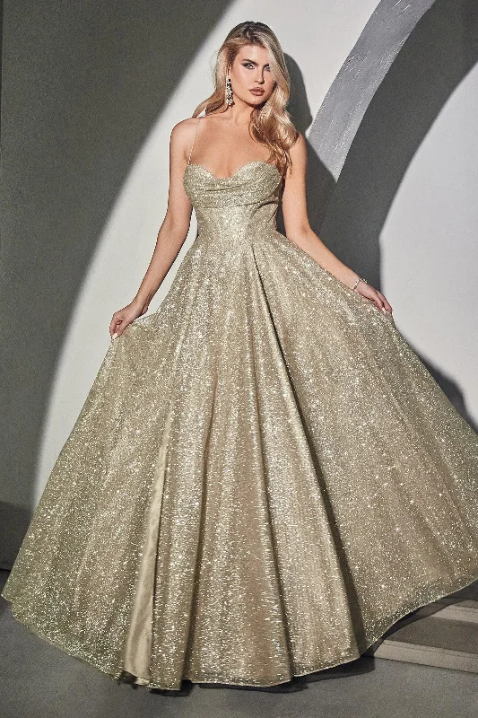 Women's V-Shaped-Neck DressesCinderella Divine CD252 Champagne Gold 6 Sale