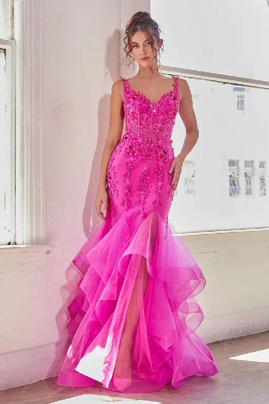 Women's Asymmetrical DressesCinderella Divine CD331 Fuchsia 8 Sale