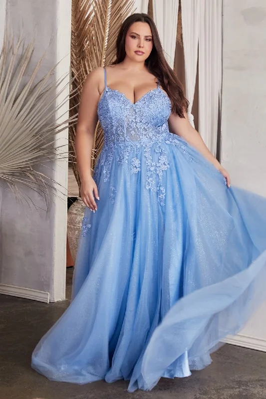 Women's U-Shaped Collar DressesCinderella Divine C148C Blue 24 Sale