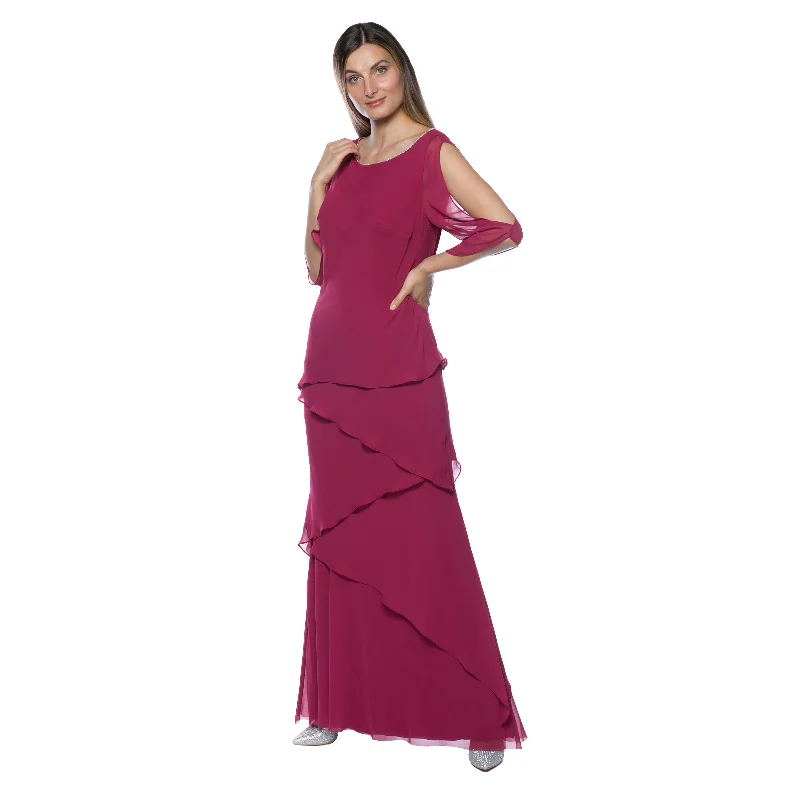 Women's Sweetheart-Neck DressesMarina  Long Chiffon Tiered Dress