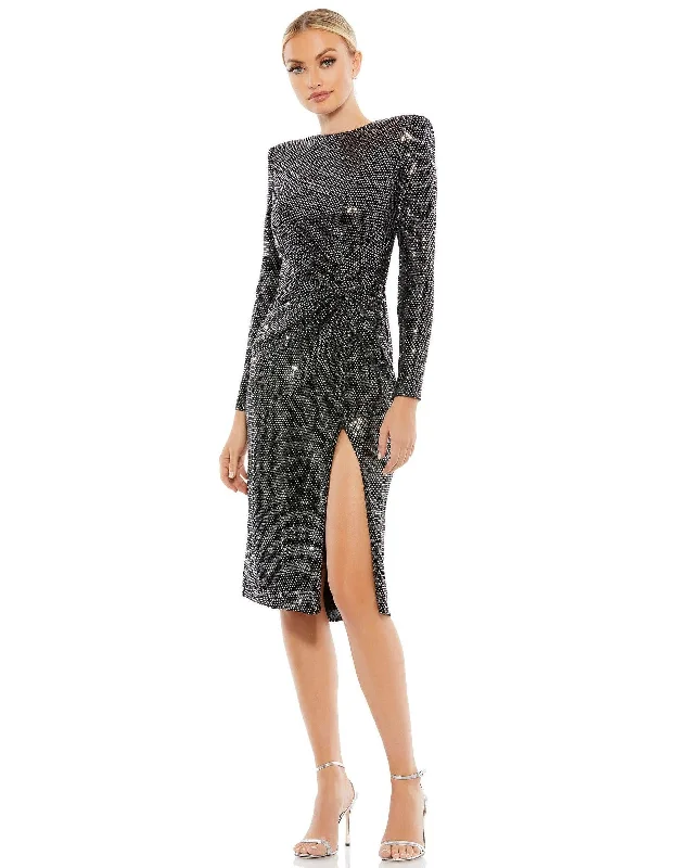 Women's Shift DressesMac Duggal 26721 Long Sleeve Short Cocktail Dress