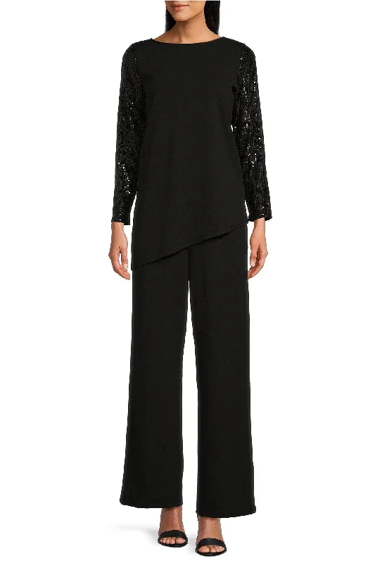Women's Sweetheart Collar DressesMarina  Sequin Sleeves Pullover Scuba Crepe Pant Set