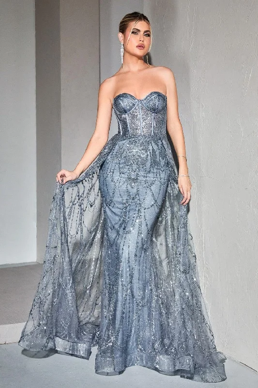 Women's Fit and Flare DressesCinderella Divine CB095 Smoky Blue 4 Sale
