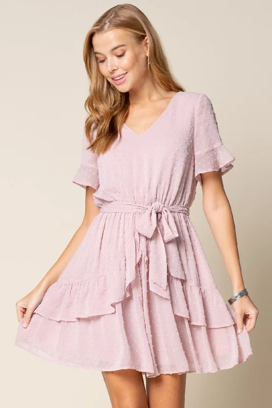 Women's Peter Pan Collar DressesShort Ruffle Layered Dress
