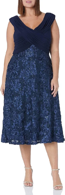 Women's Fit and Flare DressesAlex Evenings 84171301 Navy 20W Sale