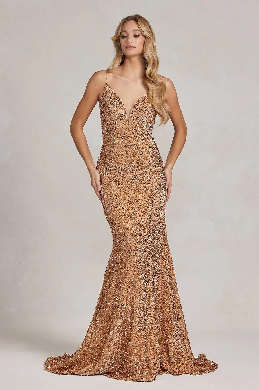 Women's Narrow Collar DressesNox Anabel R1071 Prom Long Formal Fitted Dress Sale