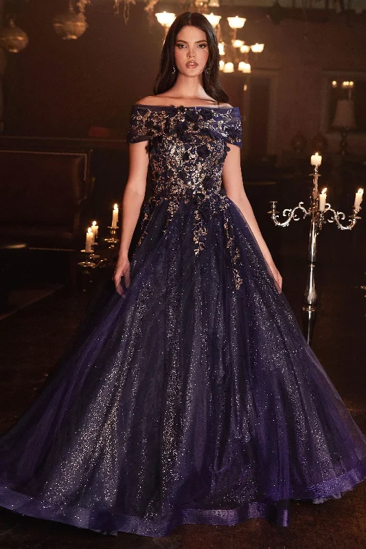 Women's Cut-Out DressesCinderella Divine CD955 Navy Gold 14  Sale