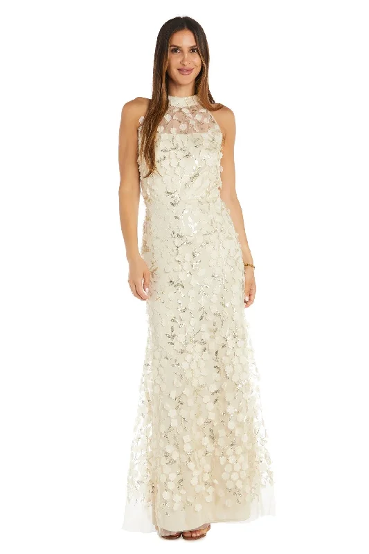 Women's Lapel Collar DressesR&M Richards 1768 Long 3D Floral Sequin Formal Evening Dress Women's Lapel Collar DressesR&M Richards 1768 Long 3D Floral Sequin Formal Evening Dress