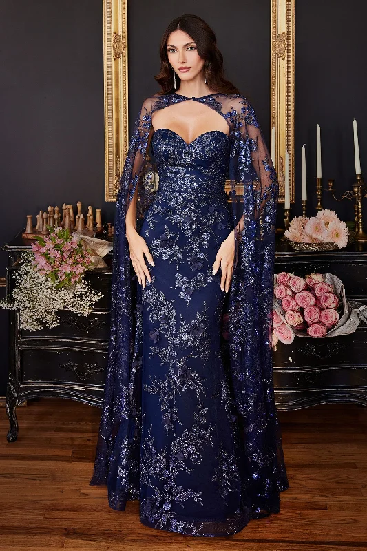 Women's Sweetheart-Neck DressesCinderella Divine CDJ834 Navy 22 Sale