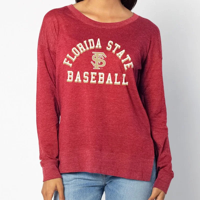 Women's Blouse with Sweetheart CollarUG Apparel Women's Florida State FS Baseball Design Long Sleeve Tunic - Garnet Women's Blouse with Sweetheart CollarUG Apparel Women's Florida State FS Baseball Design Long Sleeve Tunic - Garnet