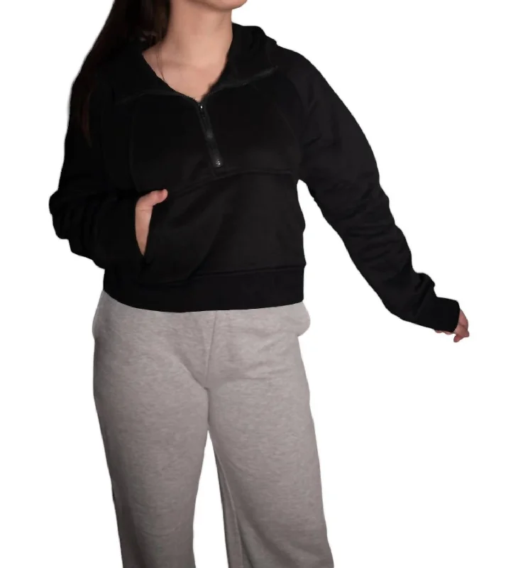 Women's Blouse with Straight HemThat One I Wanted Cropped Hoodie In Black