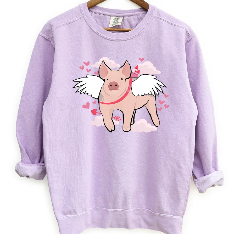 Women's Blouse with Sweetheart CollarCupid Pig Crewneck (S-3XL) - Multiple Colors!