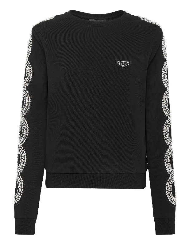 Women's Blouse with CollarSweatshirt LS Crystal Cable