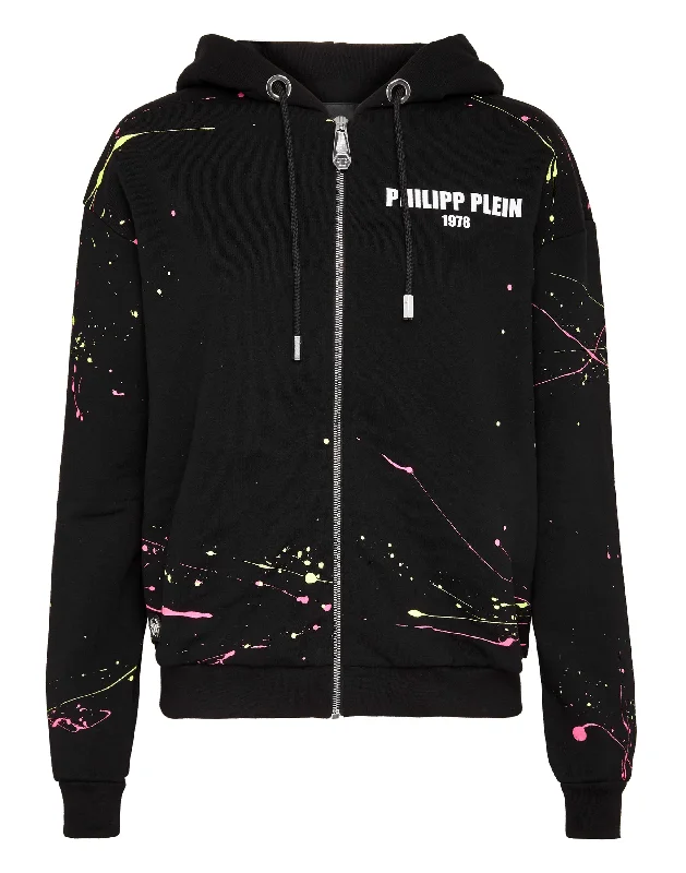 Women's Blouse with U-Shaped CollarHoodie Sweatjacket Gothic Plein