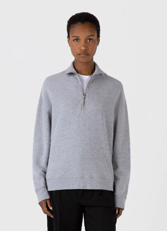 Women's Striped BlouseWomen's Half Zip Loopback Sweatshirt in Grey Melange