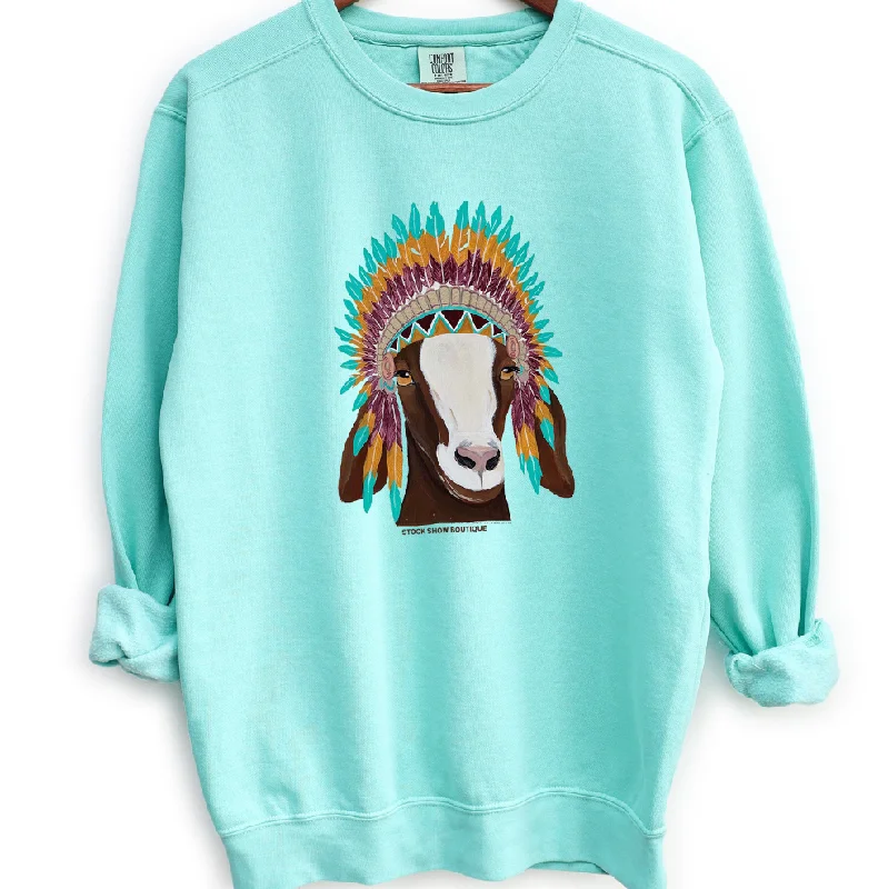 Women's Blouse with V-Shaped CollarGoat Headdress Crewneck (S-3XL) - Multiple Colors!