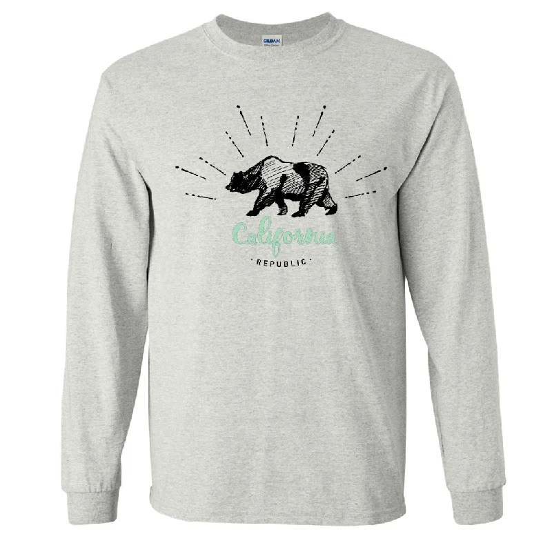 Women's Blouse with Lapel CollarCalifornia Republic Stencil Long Sleeve Shirt